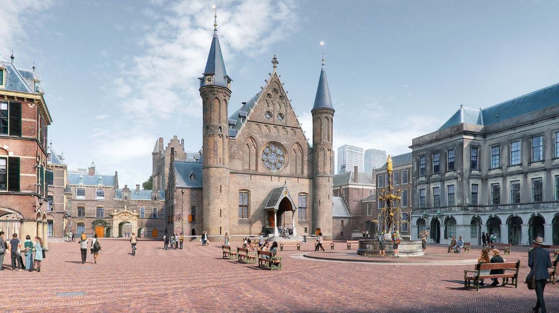 De fontein komt straks in het midden te staan van het Binnenhof | Absent Matter 2024
