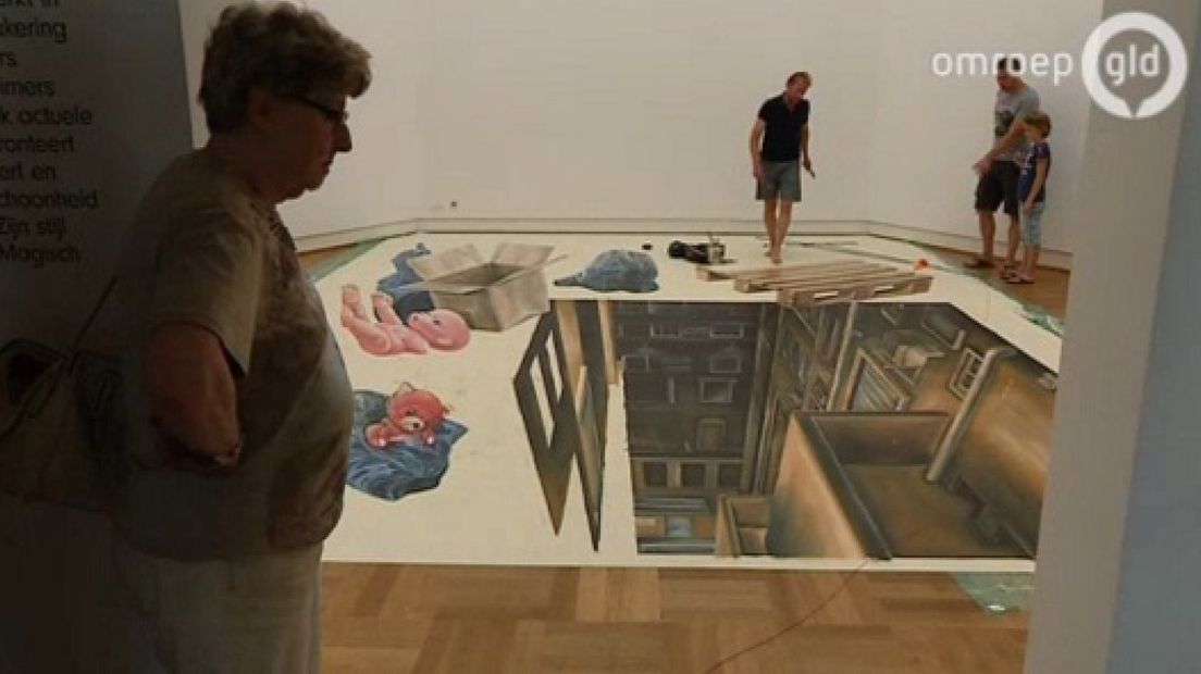Een bijzonder kunstwerk, de 3D-schildering in het Museum voor Moderne Kunst in Arnhem.