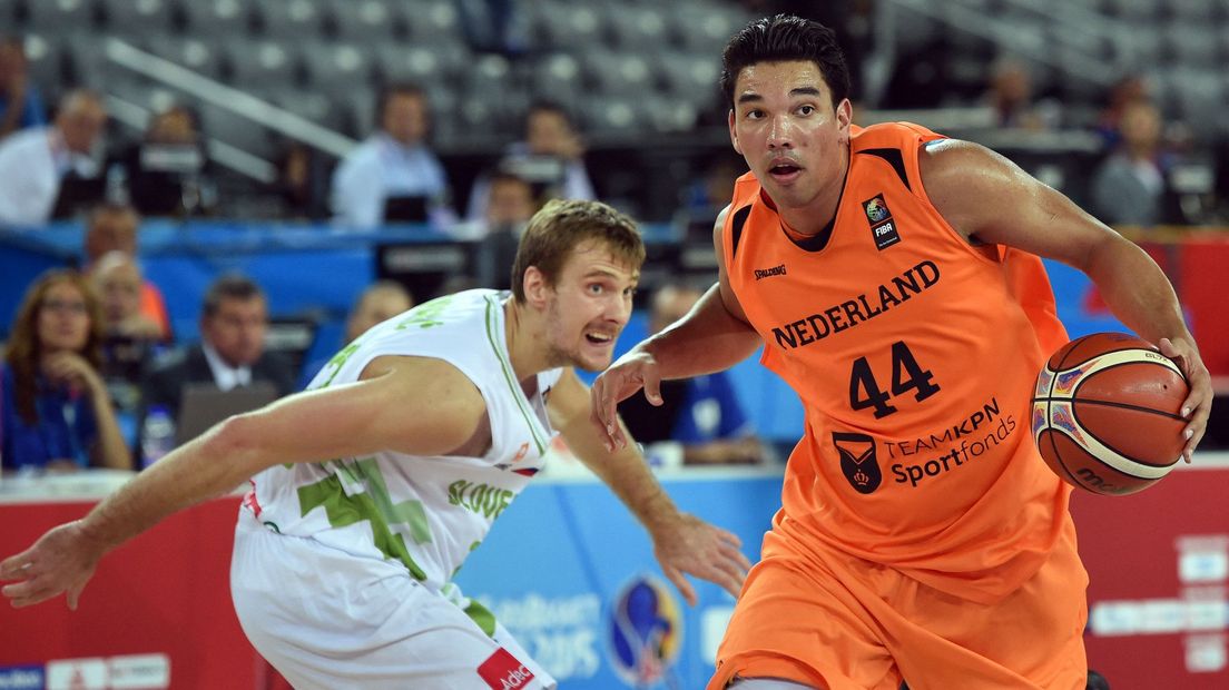 Slagter in actie op het EK basketbal in 2015