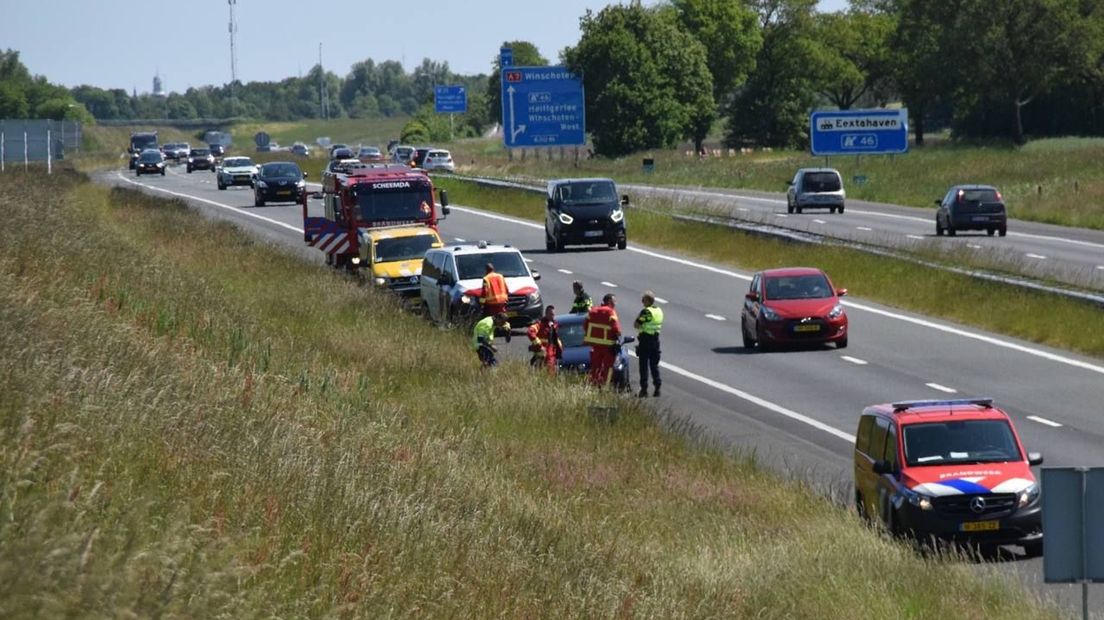 De brandweer trof geen brandende auto aan op de A7