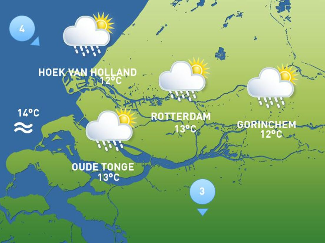 Het weer van donderdag 14 mei.