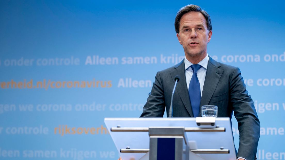 Premier Rutte tijdens de persconferentie (Rechten: ANP/Bart Maat)