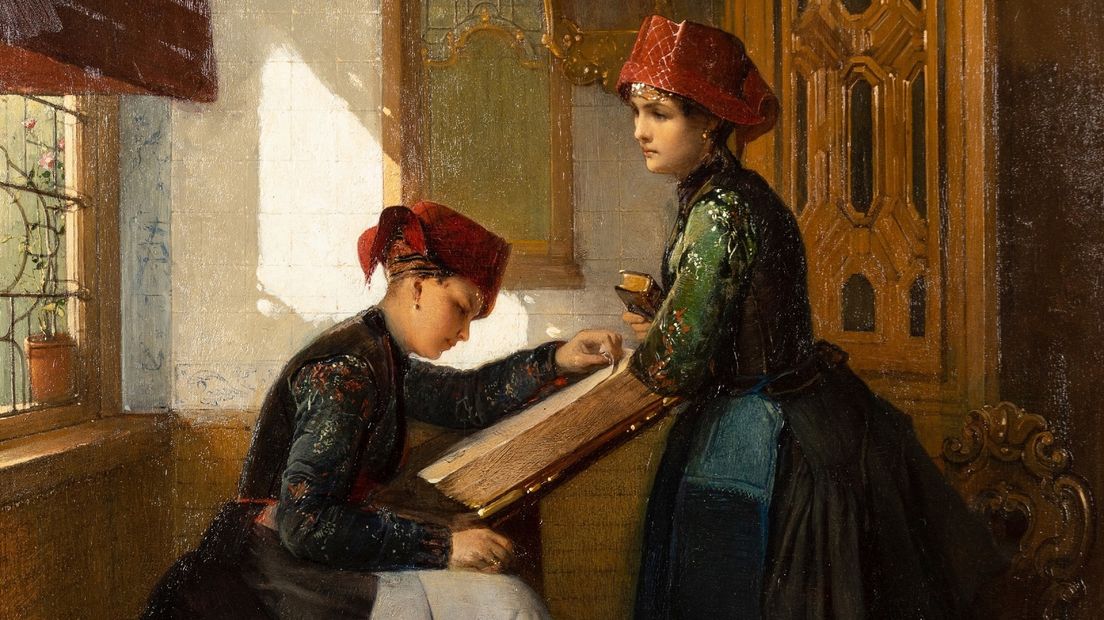 Het nieuw gekochte schilderij: 'Zondag te Hindeloopen', uit 1860