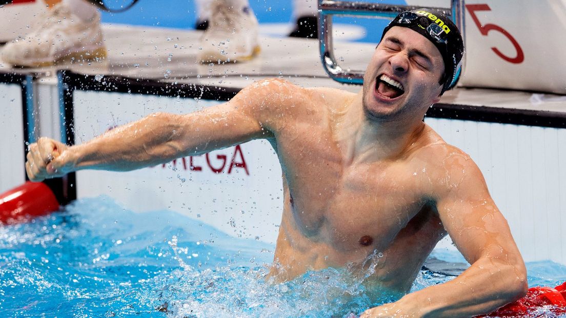 Blijdschap bij Arno Kamminga na het behalen van zilver