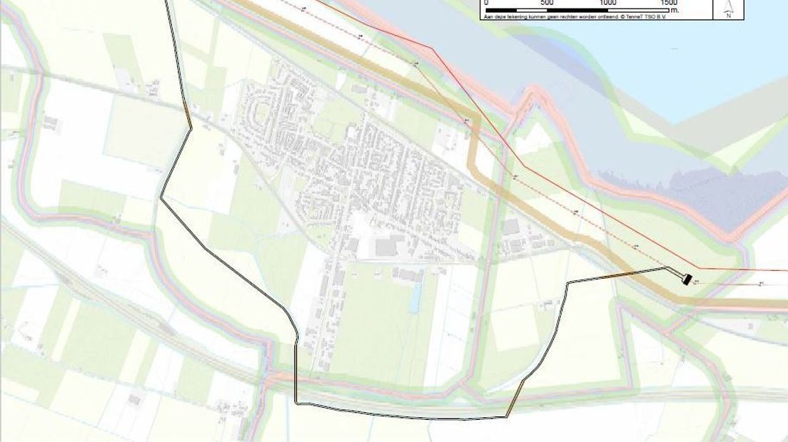 Scenario 'Zuid' voor het hoogspanningstraject bij Krabbendijke