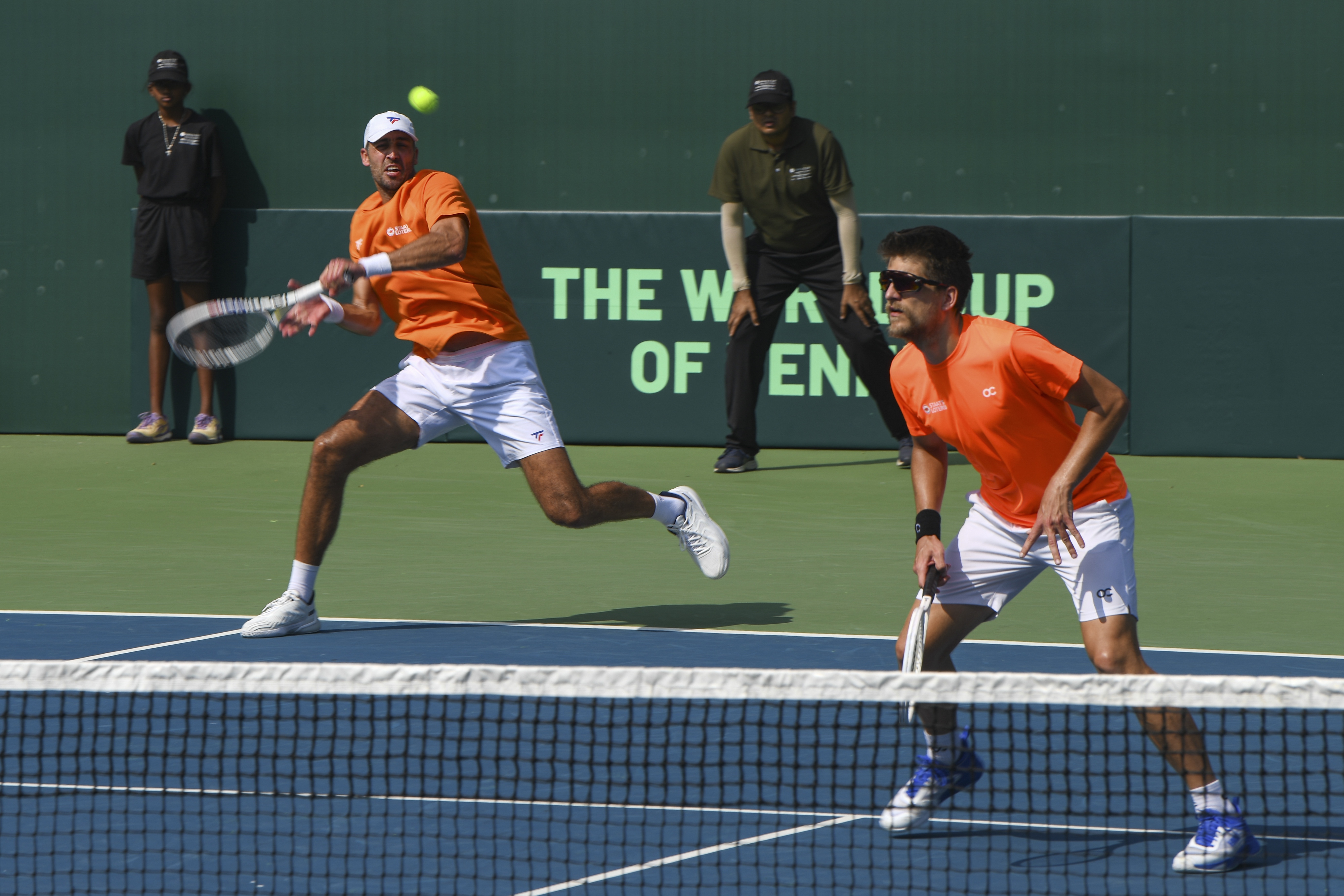 Yn februari speelden Pel en Arends (rechts) Davis Cup-kwalificatie voor Nederland