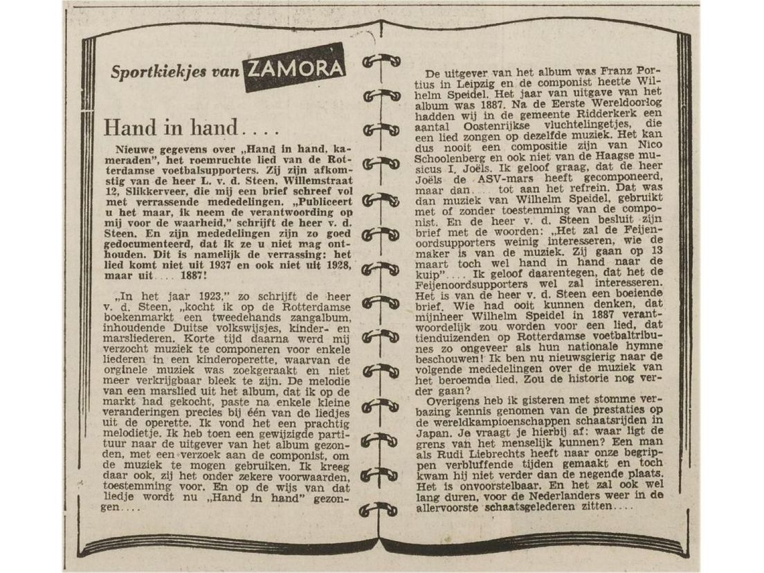 Knipsel uit Het Vrije Volk van 25 februari 1963 waarin wordt geciteerd uit de ingezonden brief van L. van der Steen.