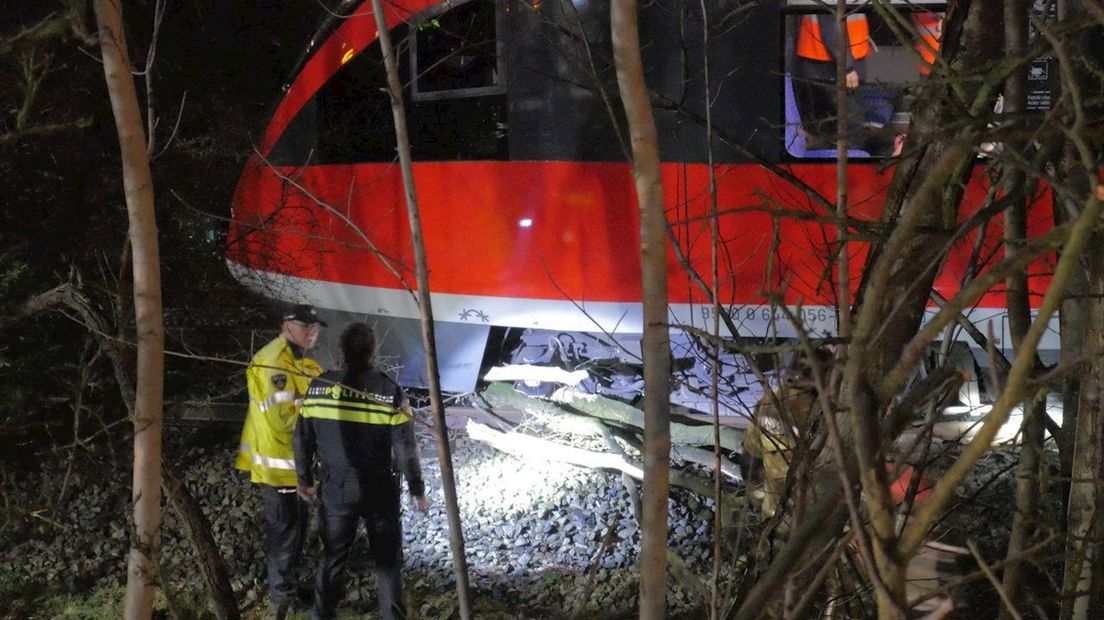 De trein ontspoorde door een boom op de rails