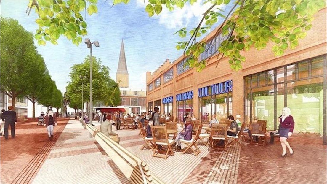 Artist impression nieuw Hijschgebouw op de markt