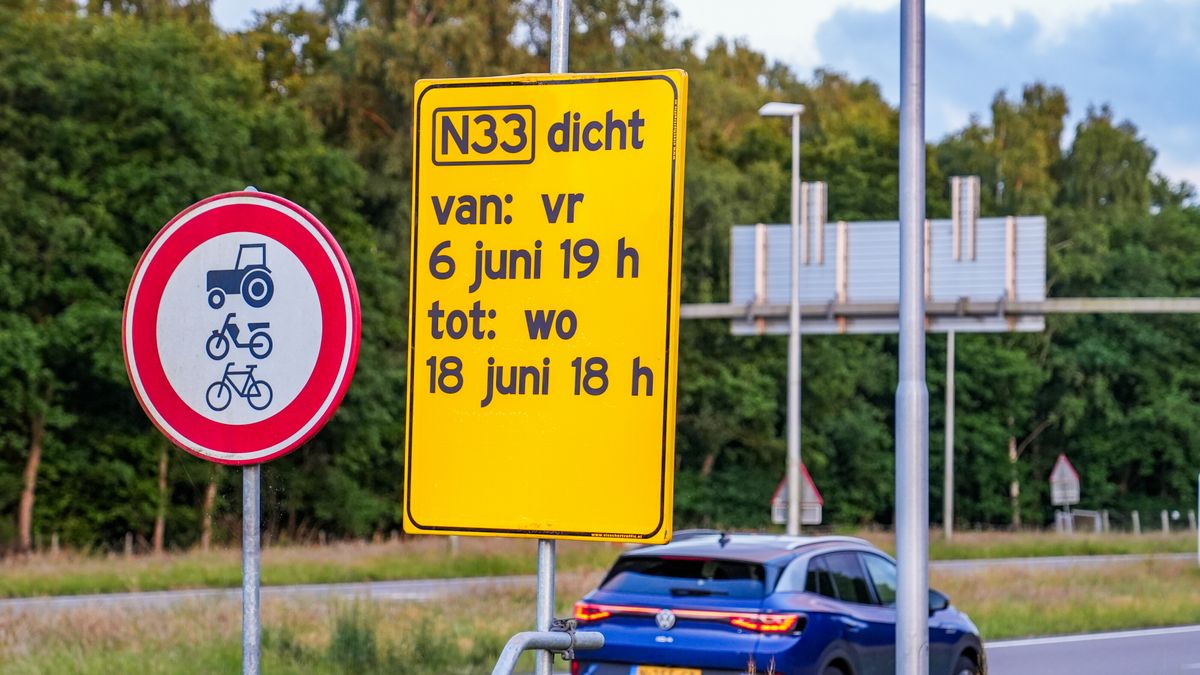 Twee weken lang afsluitingen op N33 vanwege onderhoudswerkzaamheden