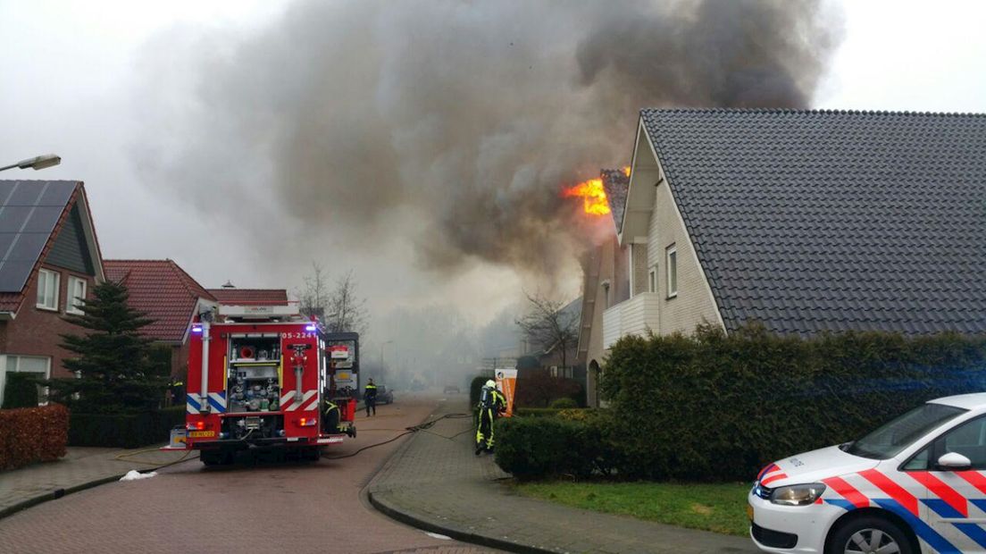 Brandweer bij brand Overdinkel