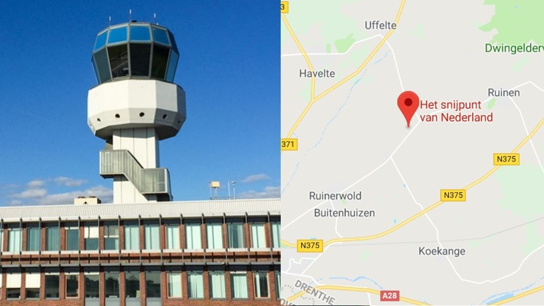 Gronings vliegveld in Drenthe of het middelpunt van Nederland? (Rechten: RTV Drenthe / Google maps)