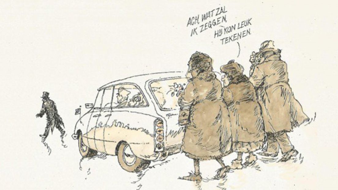 Jan Kruis tekende zijn eigen uitvaart (tekening: Jan Kruis)