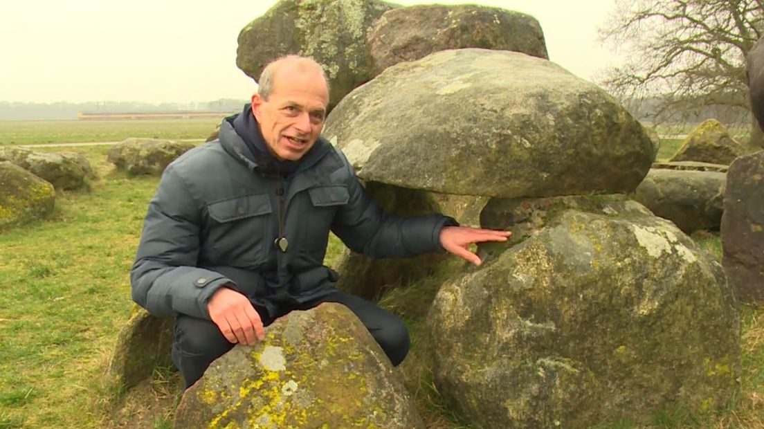 Hunebedmos groei op de granieten stenen van de hunebed (Rechten: RTV Drenthe)