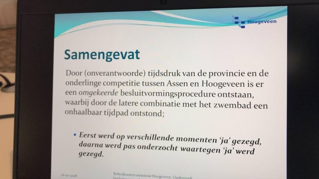 Conclusie van de Rekenkamercommissie: de provincie legt onverantwoorde druk op de gemeente Hoogeveen (Rechten: Serge Vinkenvleugel/RTV Drenthe)