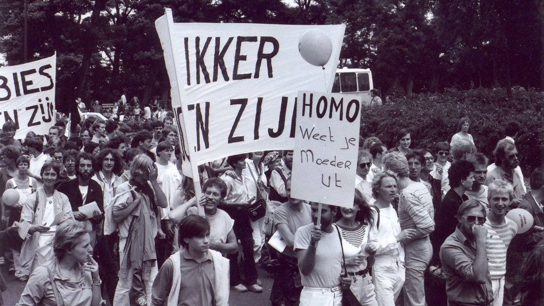 Het vertrek van demonstranten in 1982.