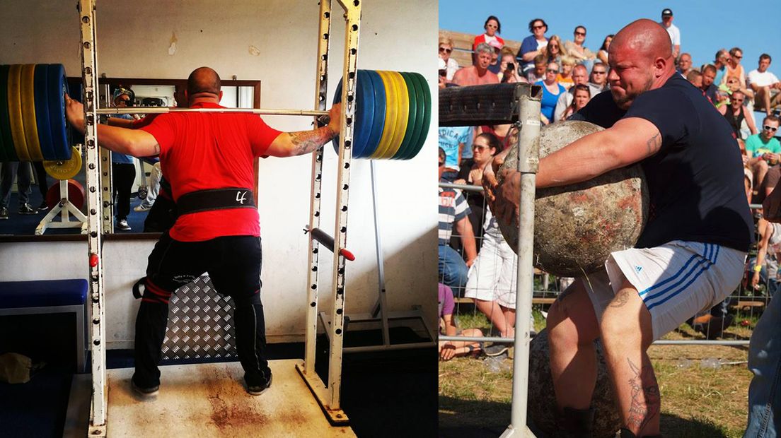 Angelo van der Pas tijdens een training (links) en een eerdere wedstrijd (rechts)