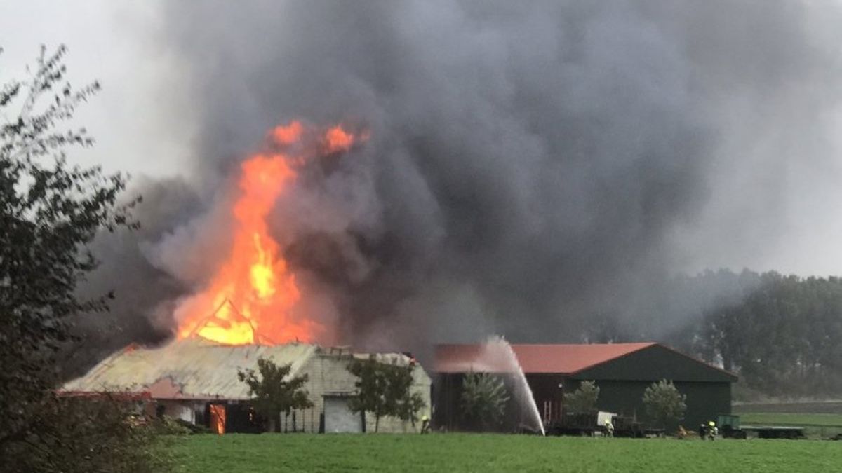 Grote uitslaande brand verwoest historische schuur bij Oud-Vossemeer