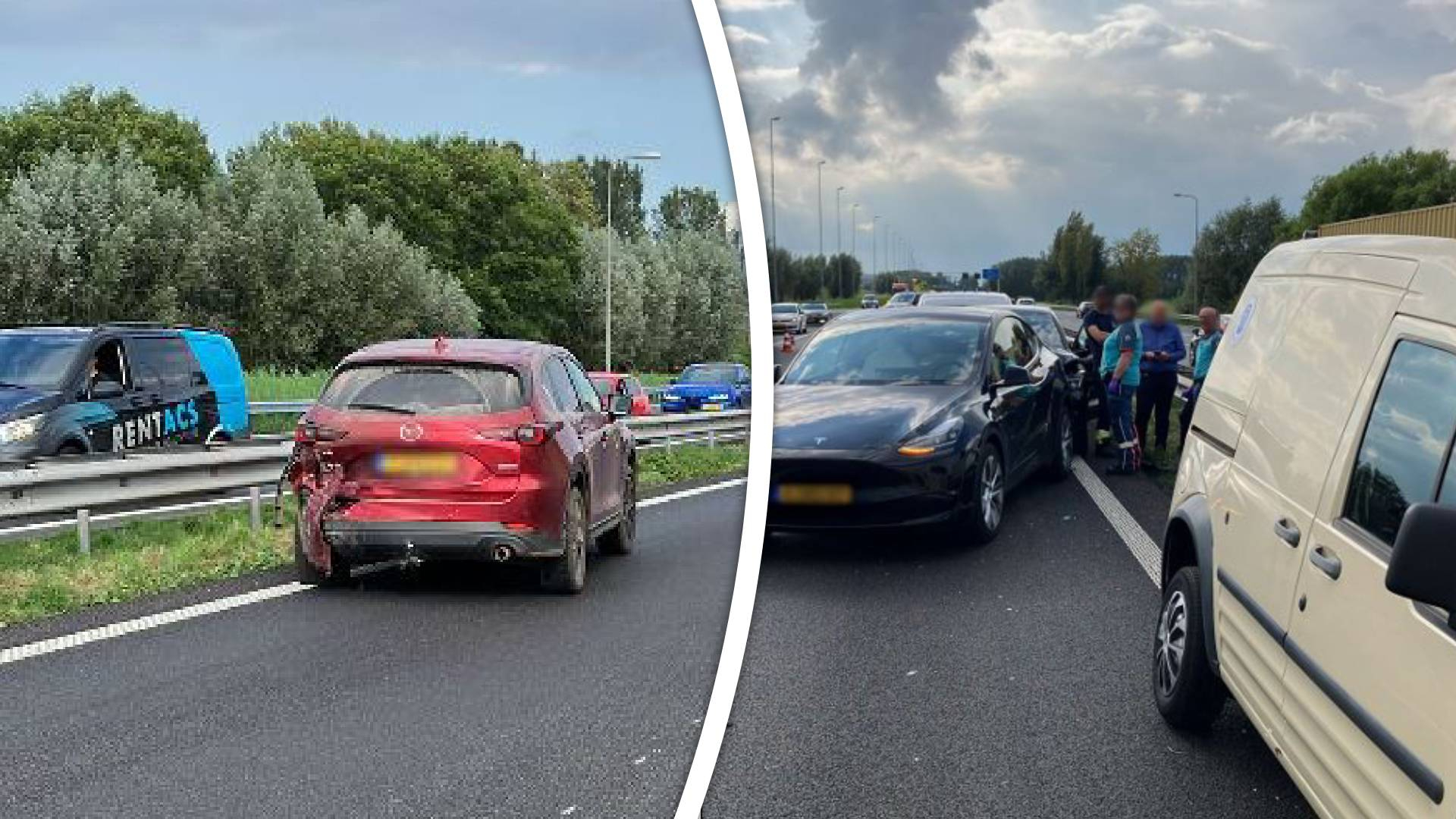 Flinke file na botsing met meerdere autos.