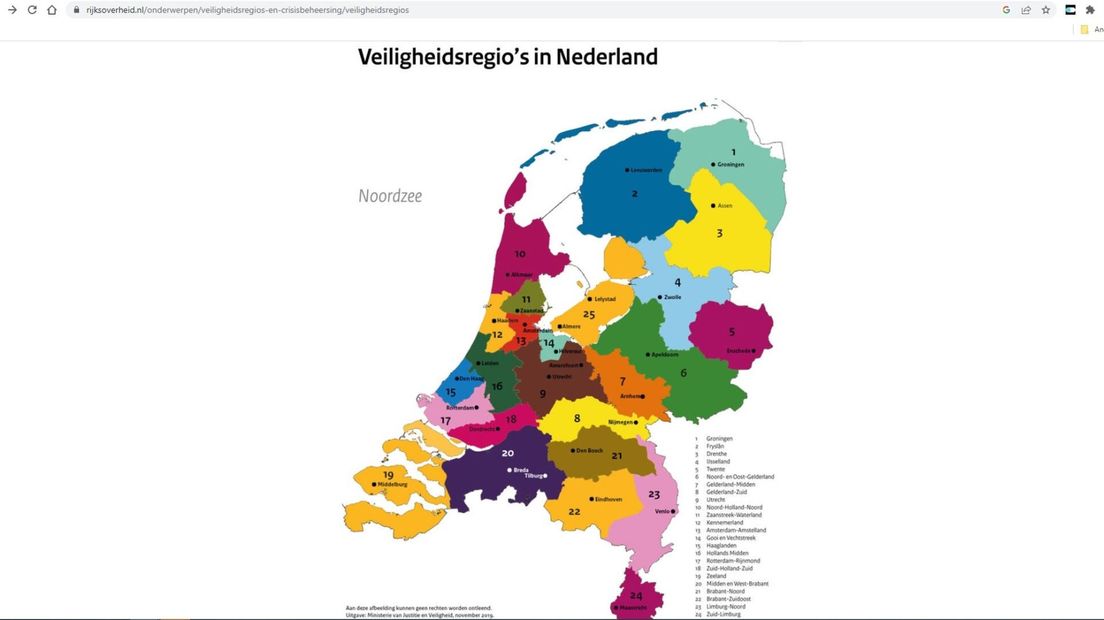 De kaart op de website rijksoverheid.nl