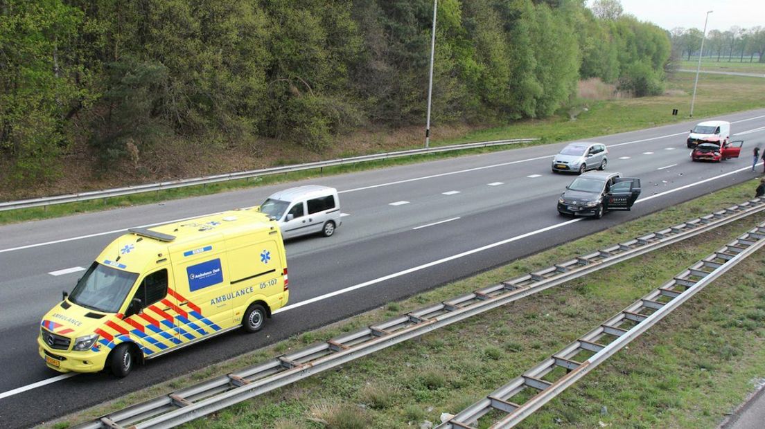 Auto's botsen op A1