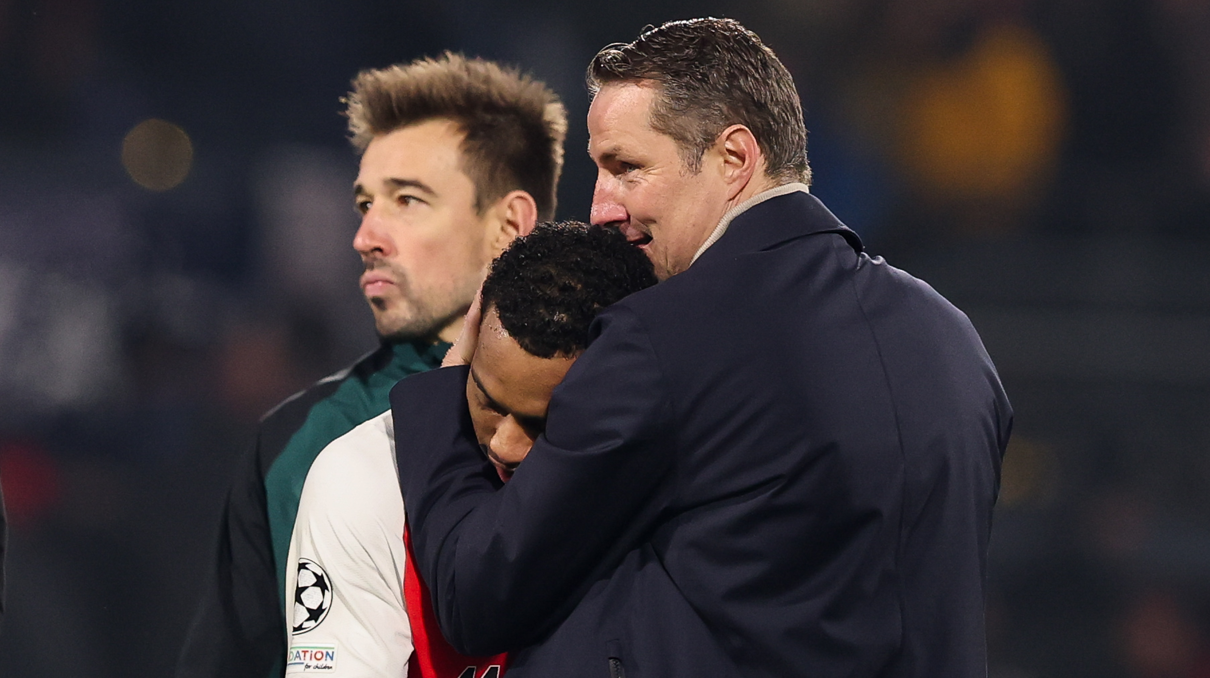 Quinten Timber met Brian Priske na Feyenoord-Sparta Praag