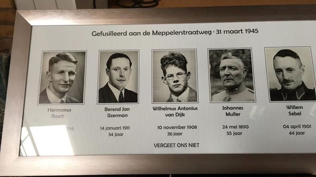 Het gedenkteken ter nagedachtenis aan de vijf mannen die aan de Meppelerstraatweg in Zwolle werden gefusilleerd