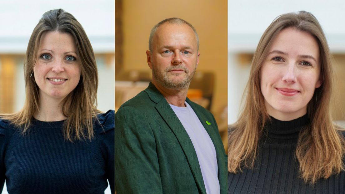 Van links naar rechts: Lotte van Basten Batenburg (VVD), Hans Veentjer (BBB) en Janneke Holman (PvdA)