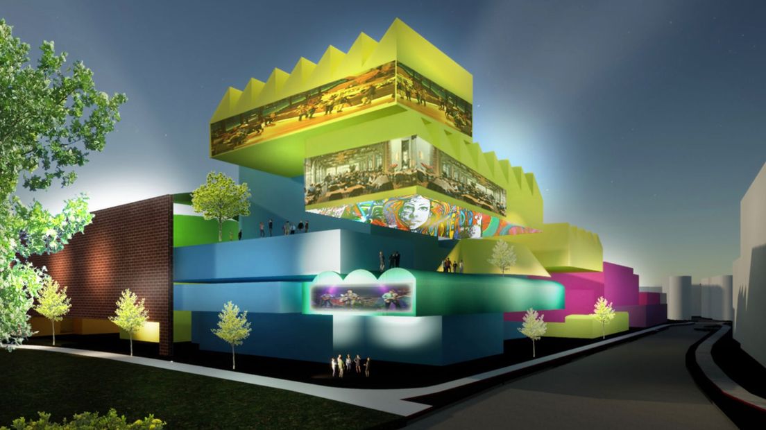 Een illustratie van hoe het nieuwe gebouw er uit kan gaan zien