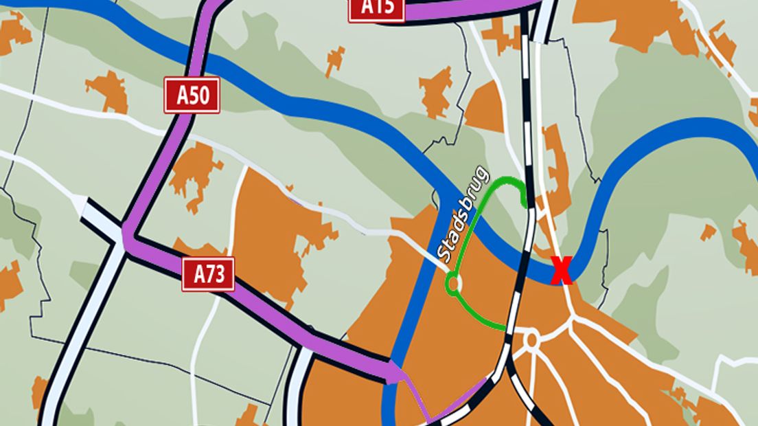 Er mogen vanaf woensdag geen zware vrachtwagens meer rijden over de Waalbrug bij Nijmegen. Het wegdek verkeert in dermate slechte staat, dat verdere belasting door zwaar vrachtverkeer tot gevaarlijke situaties kan leiden, stelt Rijkswaterstaat.