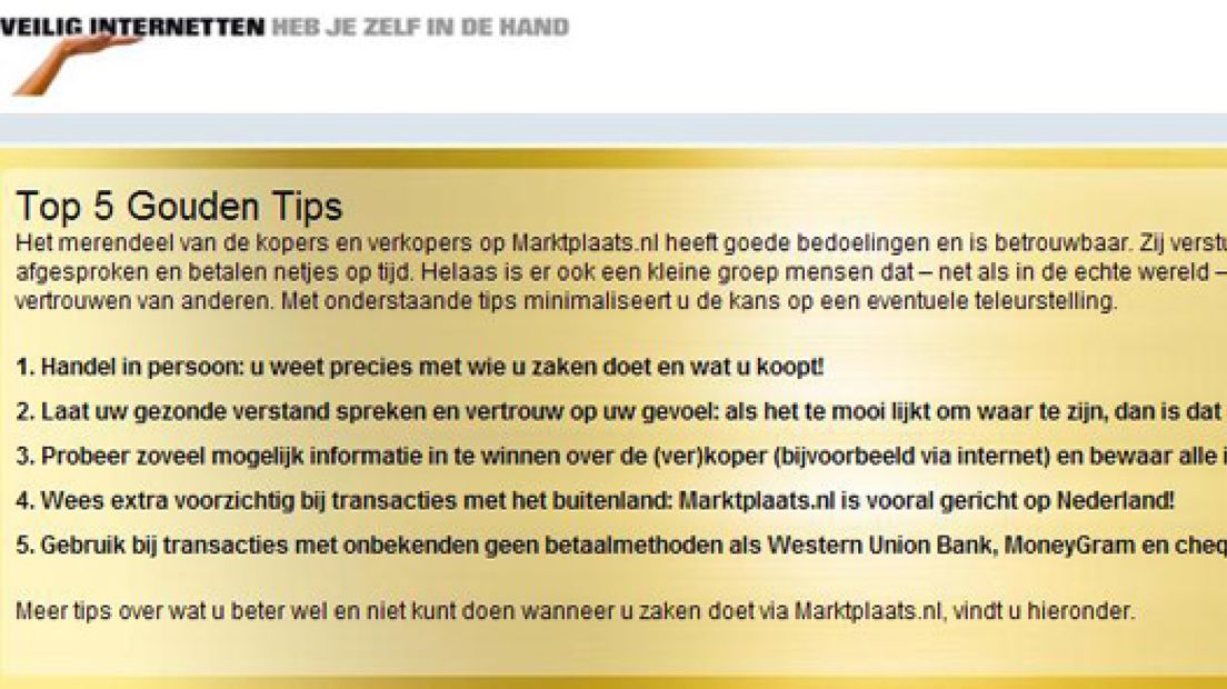 Marktplaatsoplichting online melden