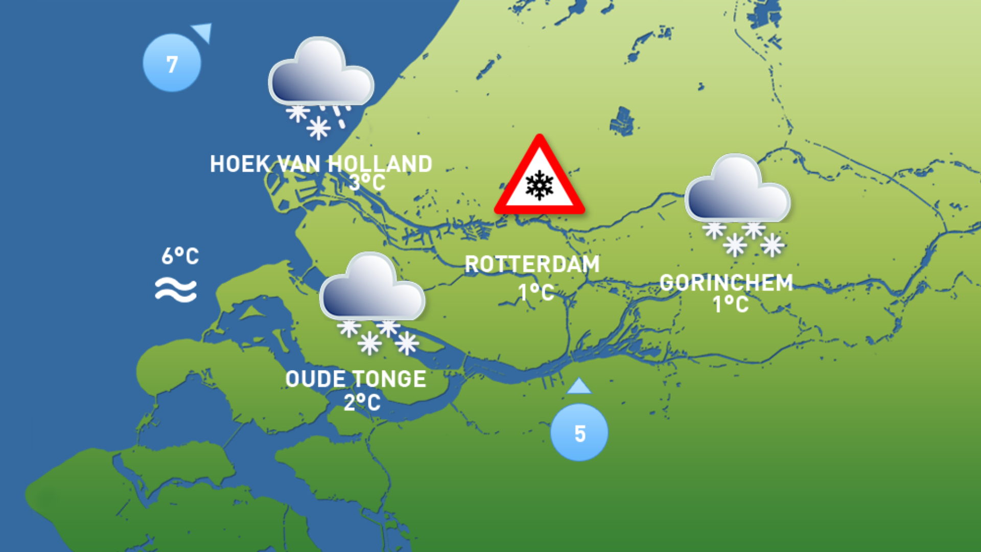 Het weerbeeld van woensdag 7 januari.