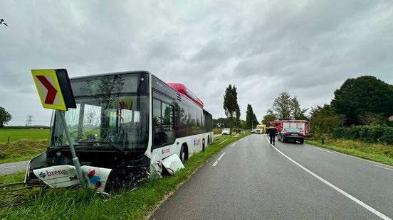 Botsing bus en auto: meerdere bomen uit de grond gereden. Botsing bus en auto: meerdere bomen uit de grond gereden.