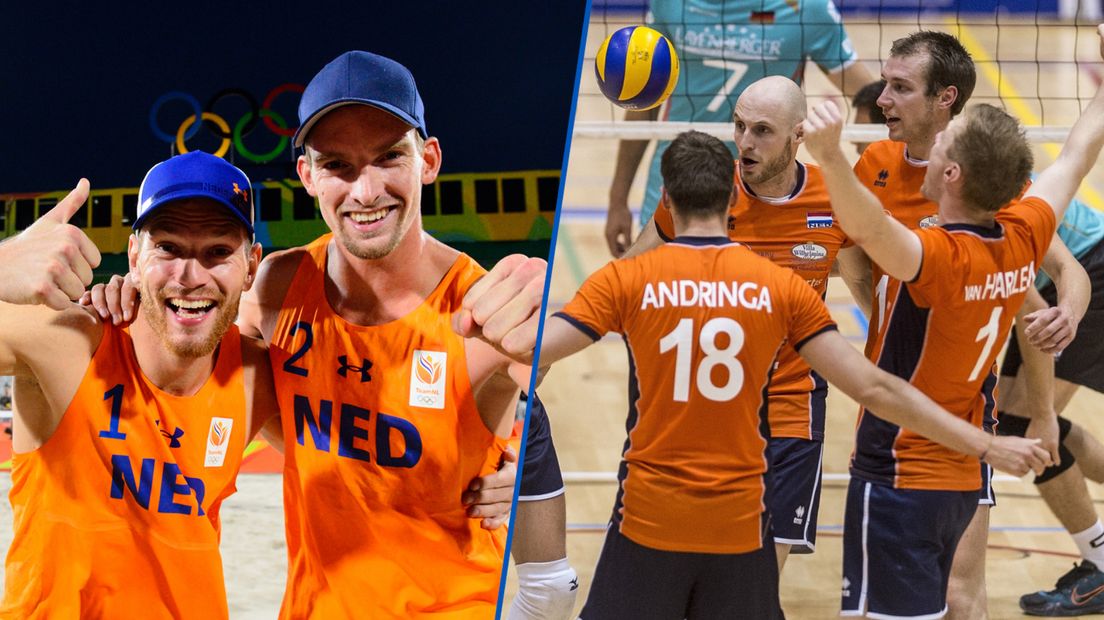 Beachvolleybalduo Brouwer/Meeuwsen en de Oranje-volleyballers.
