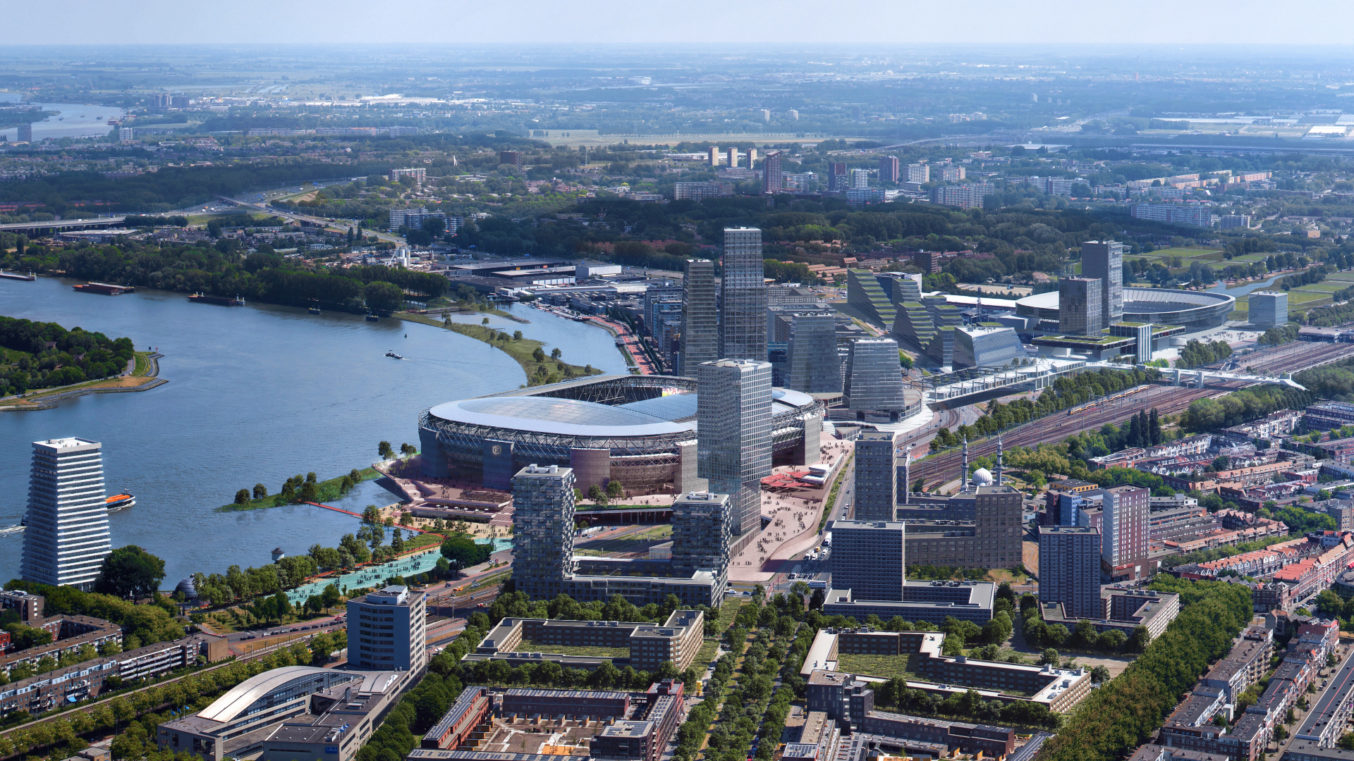 Zo had het gebied er met het nieuwe stadion uit moeten zien.