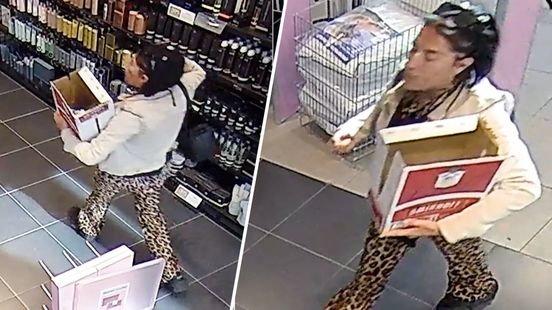 Zonder betalen de deur uit: wie is deze vrouw in panterbroek?