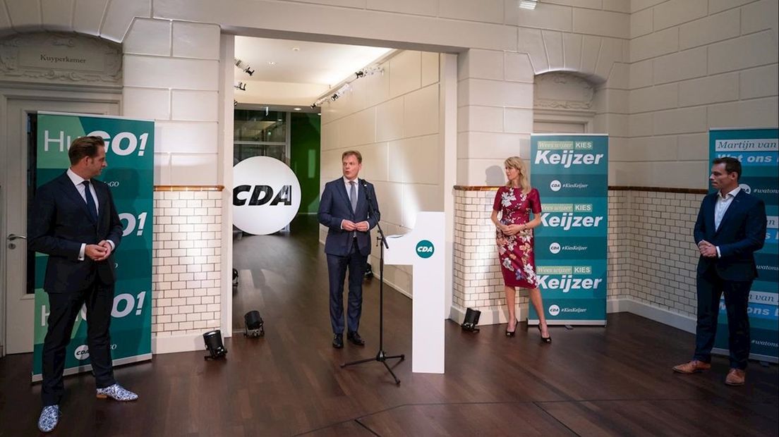 De Jonge (l), Omtzigt, Keijzer en Van Helvert bij de voordracht