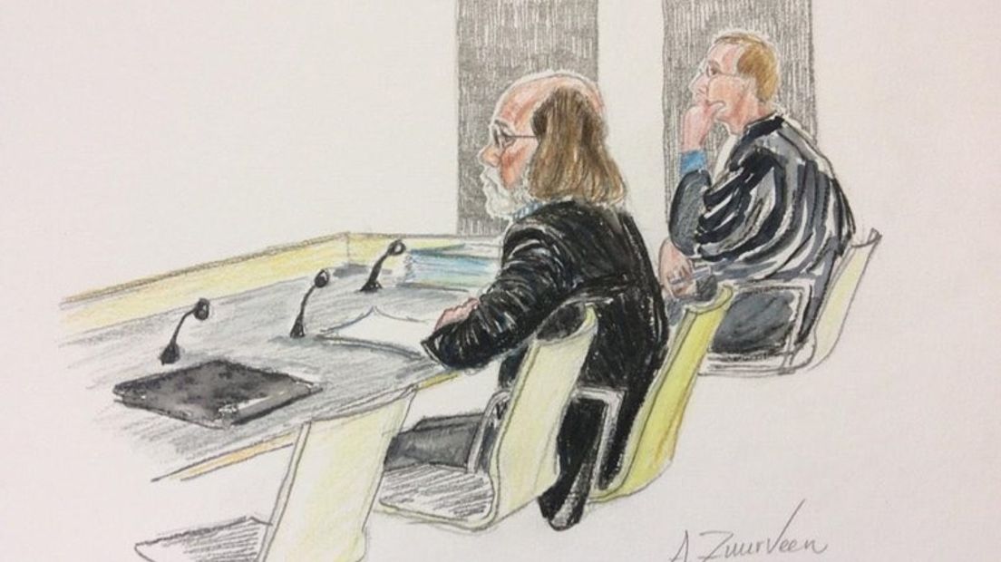 Dijkgraaf tijdens een eerdere rechtszitting (tekening: Annet Zuurveen)