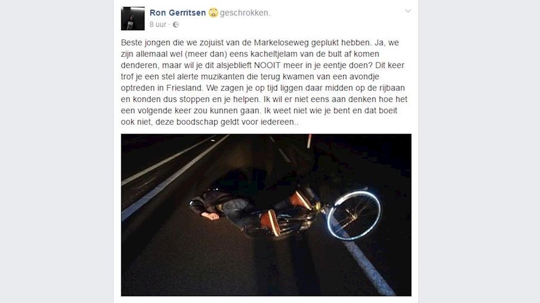 De Facebookpost waarin Ron Gerritsen jonge fietsers waarschuwde