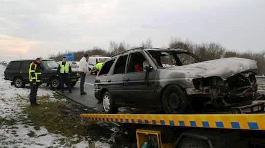 Autobrand op A32 bij Steenwijk