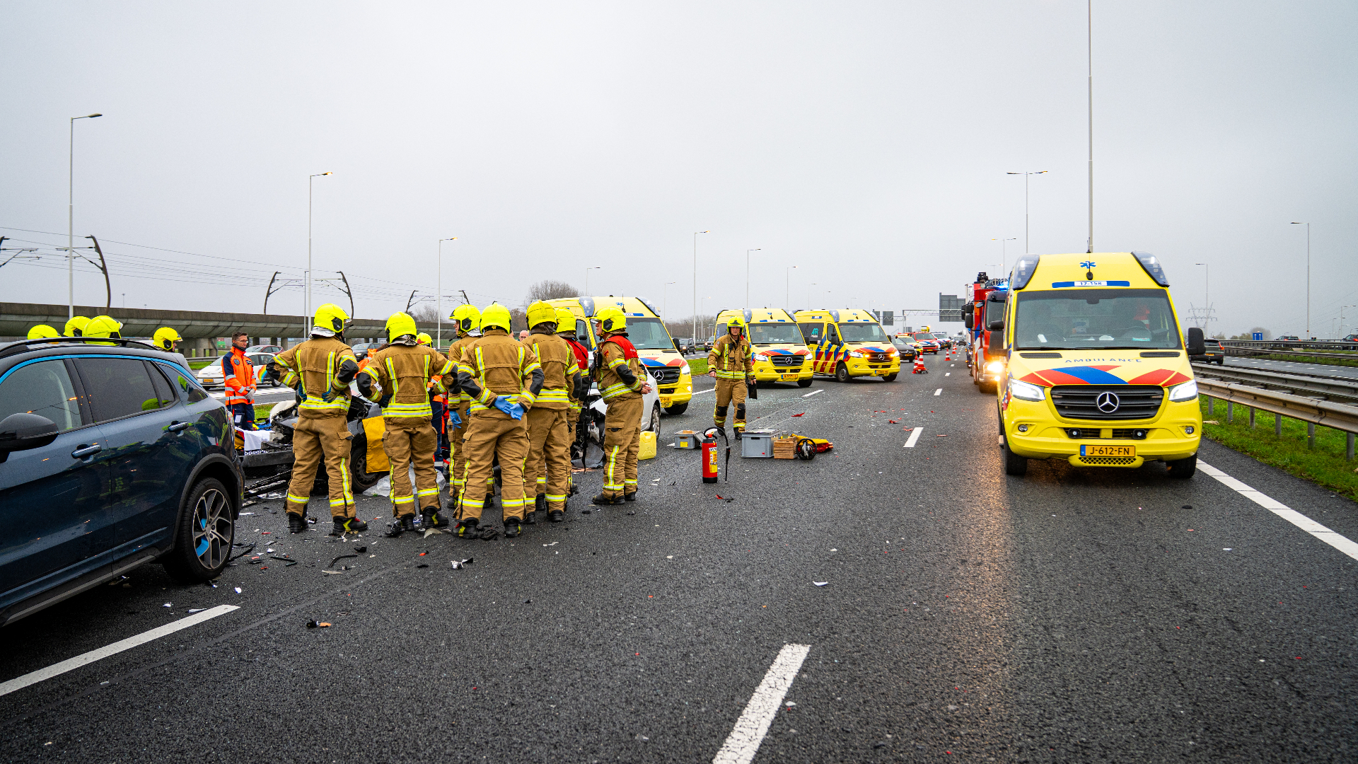 Zeker vier ambulances rukten uit om eerste hulp te verlenen