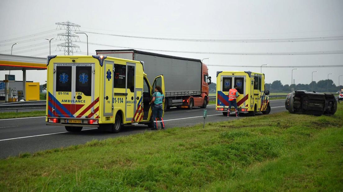 Het ongeluk op de A7 bij Scheemda