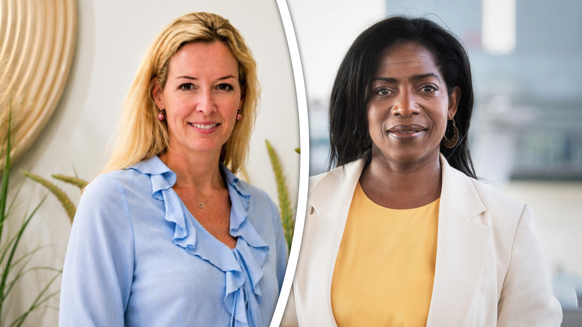 Eva Heijblom (L) en haar D66-partijgenoot Joan Nunnely (R).