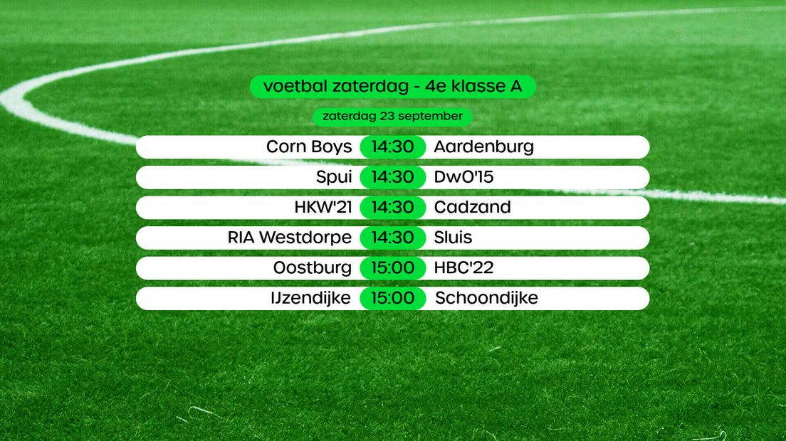 voetbal 4e klasse A zaterdag