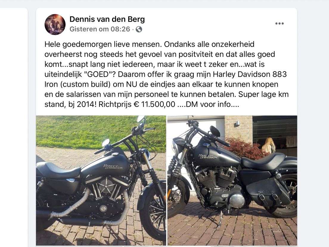 Screenshot van de Facebookpost van Dennis