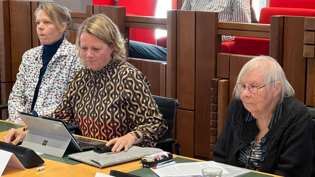 Insprekers tijdens de discussie over de windturbines op de Isselt