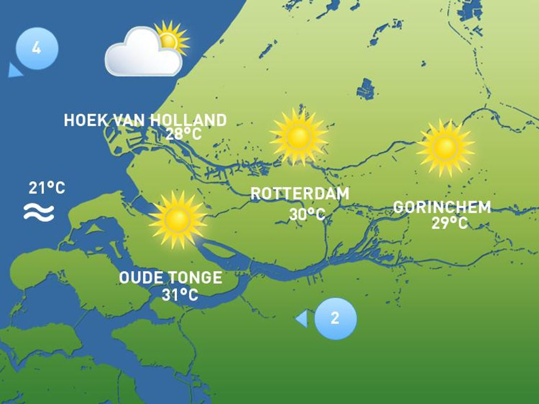 De weerkaart van woensdag 12 augustus