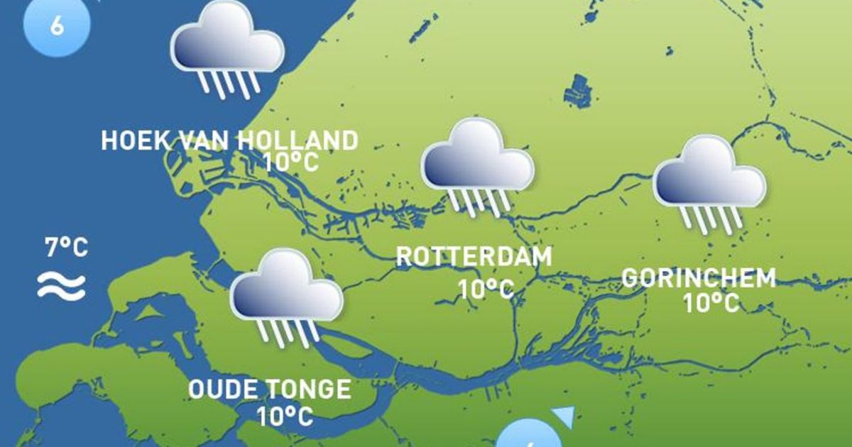 Het weer van vandaag: de hele dag regen - Rijnmond