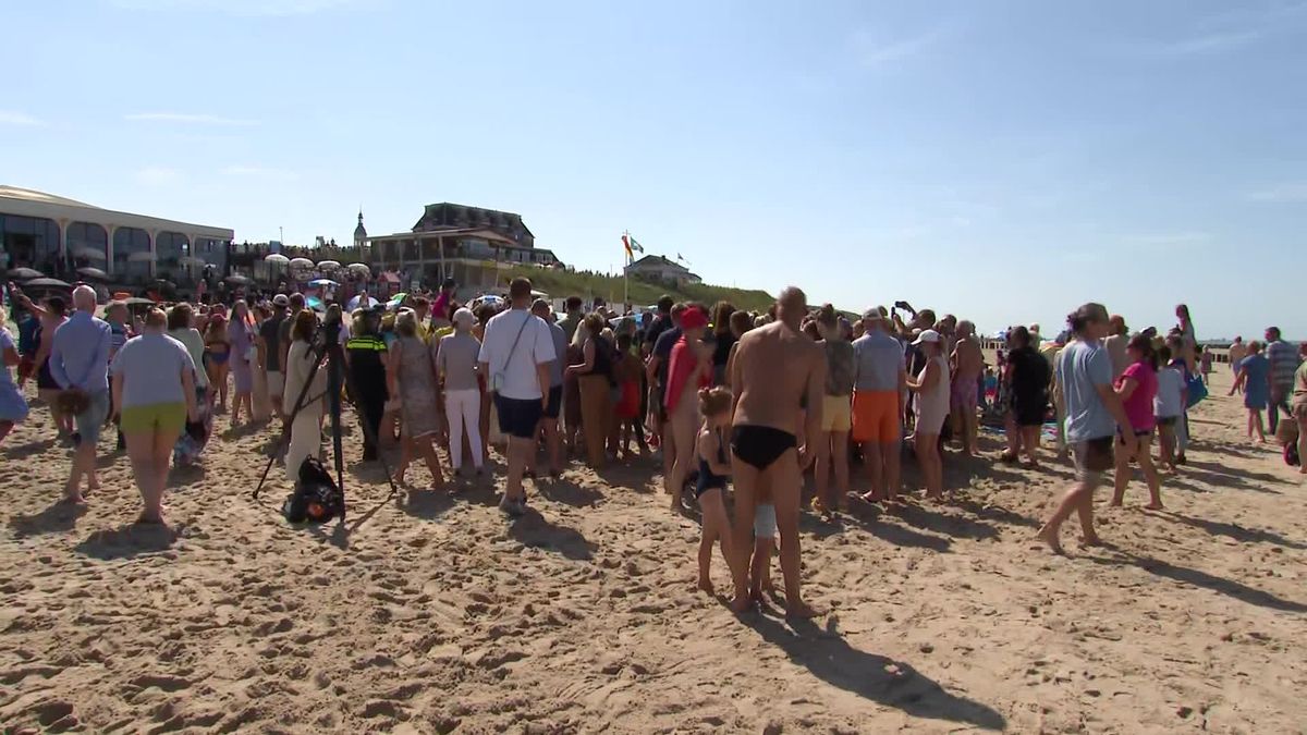 Koning en koningin op strand bij Domburg