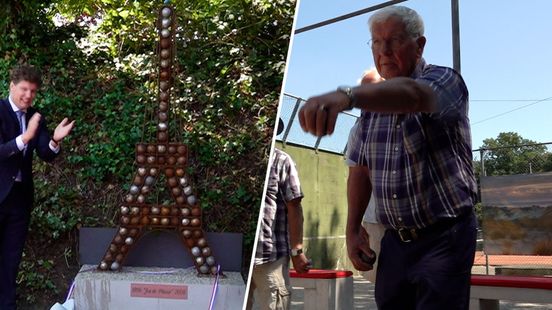 Tas vol oude jeu-de-boulesballen wordt bijzondere Eiffeltoren